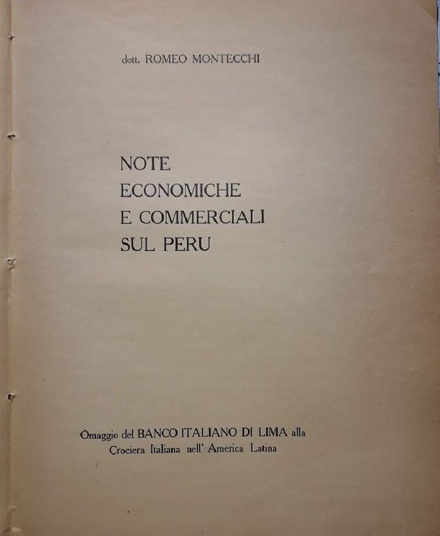 NOTE ECONOMICHE E COMMERCIALI SUL PERU'(1924)