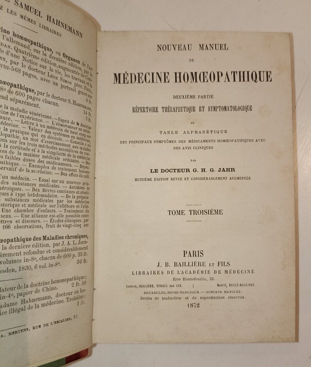 Nouveau manuel de medecine homoepathique...tome troisieme