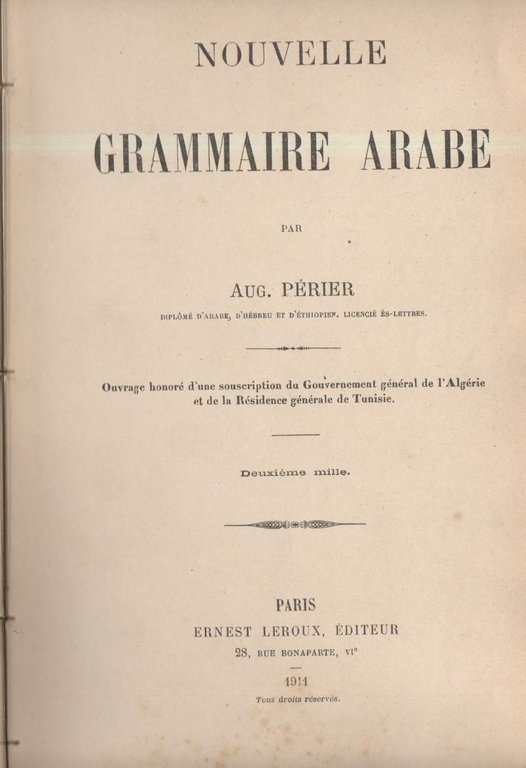 NOUVELLE GRAMMAIRE ARABE