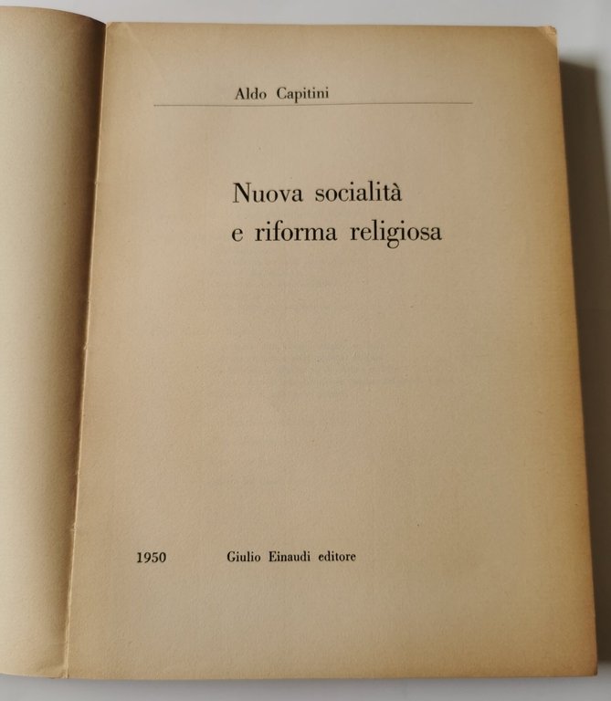 Nuova socialità e riforma religiosa