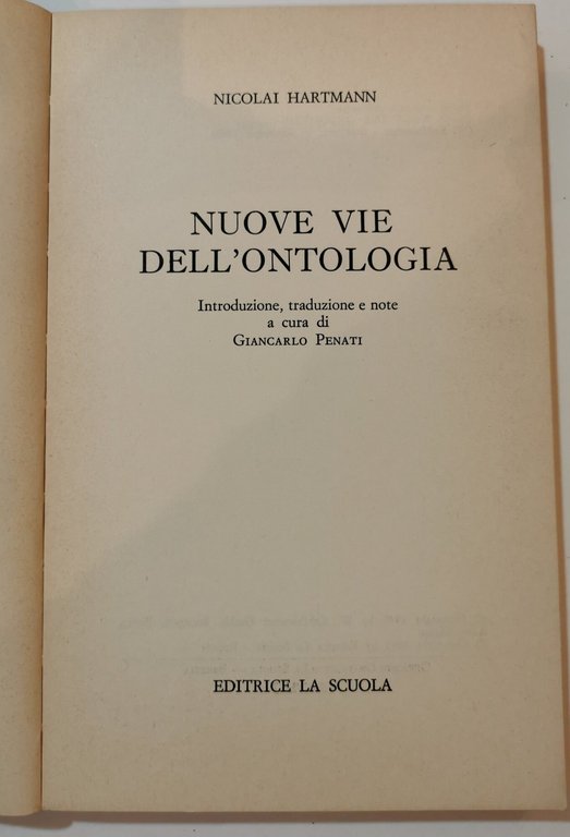 Nuove vie della ontologia