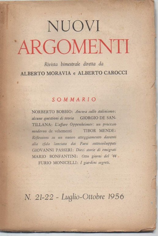 NUOVI ARGOMENTI-n21-22 luglio/ottobre 1956