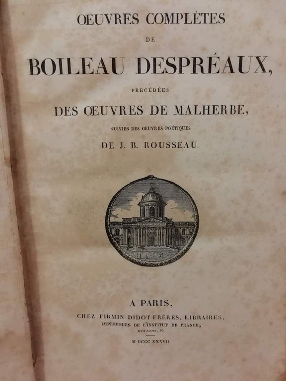 OEUVRES COMPLETES DE BOILEAU DESPREAUX precedees des ouvres de malherebe … | Immagine Gallery 3