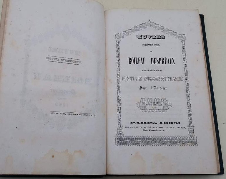 OEUVRES POETIQUE DE BOILEAU DESPREAUX PRECEDEES D'UNE NOTICE BIOGRAPHIQUE SUR …