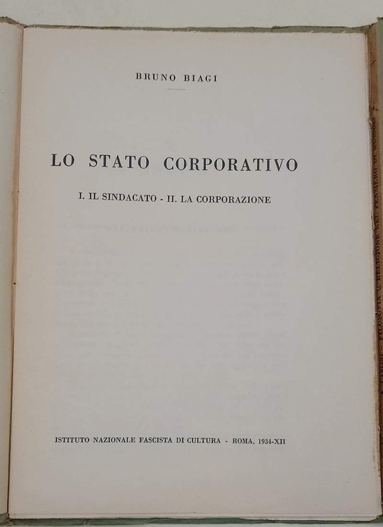 OPERE DEL REGIME-LO STATO CORPORATIVO-FILOSOFIA E RELIGIONE NEL PENSIERO DI …