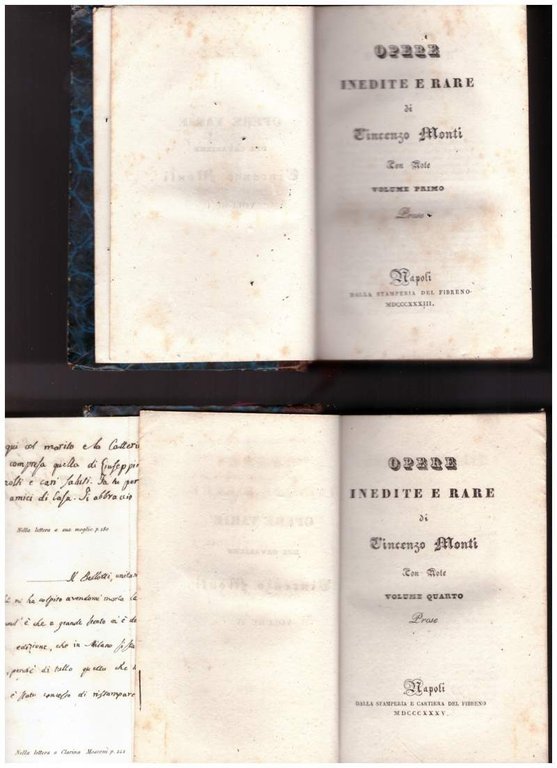 OPERE INEDITE E RARE DI VINCENZO MONTI CON NOTE (1833)