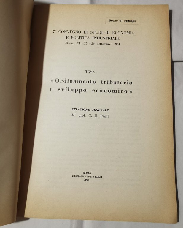 Ordinamento tributario e sviluppo economico - relazione generale