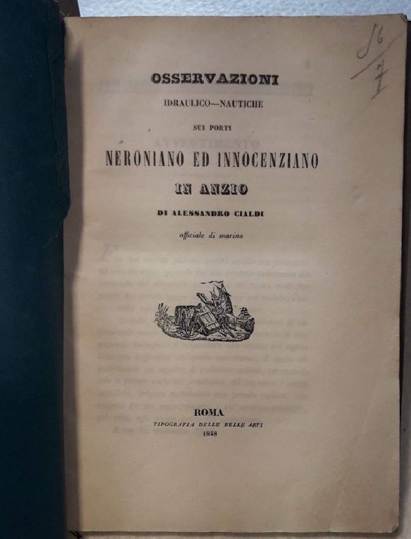 OSSERVAZIONI IDRAUTICHO-NATICHE SUI PORTI NERONIANO ED INNOCENZIANO IN ANZIO( 1848)