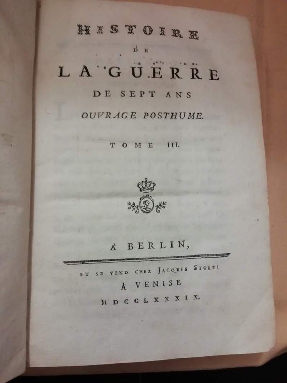 OUVRES COMPLETES DE FREDERIC ROI DE PRUSSE. HISTOIORE DE LA …