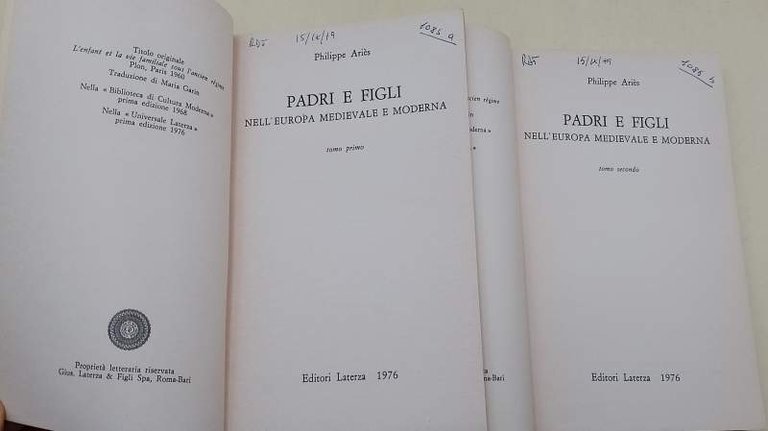PADRI E FIGLI NELL'EUROPA MEDIEVALE E MODERNA-2 TOMI(1976)