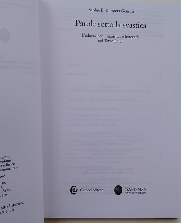 Parole sotto la svastica. L'educazione linguistica e letteraria nel Terzo …