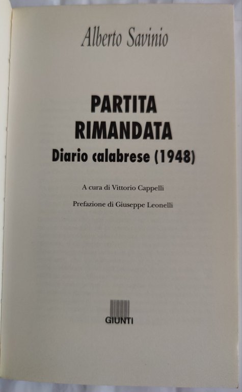 Partita rimandata - Diario calabrese (1948)