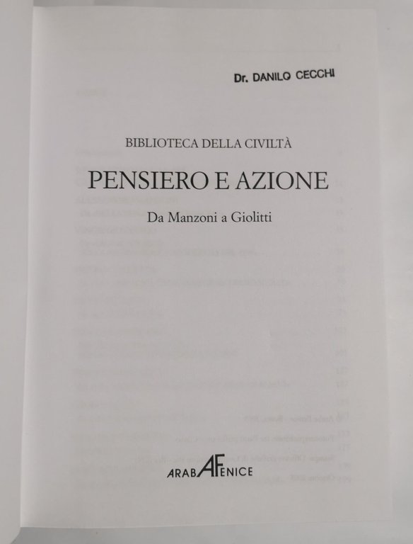 Pensiero e azione - Da Manzoni a Giolitti