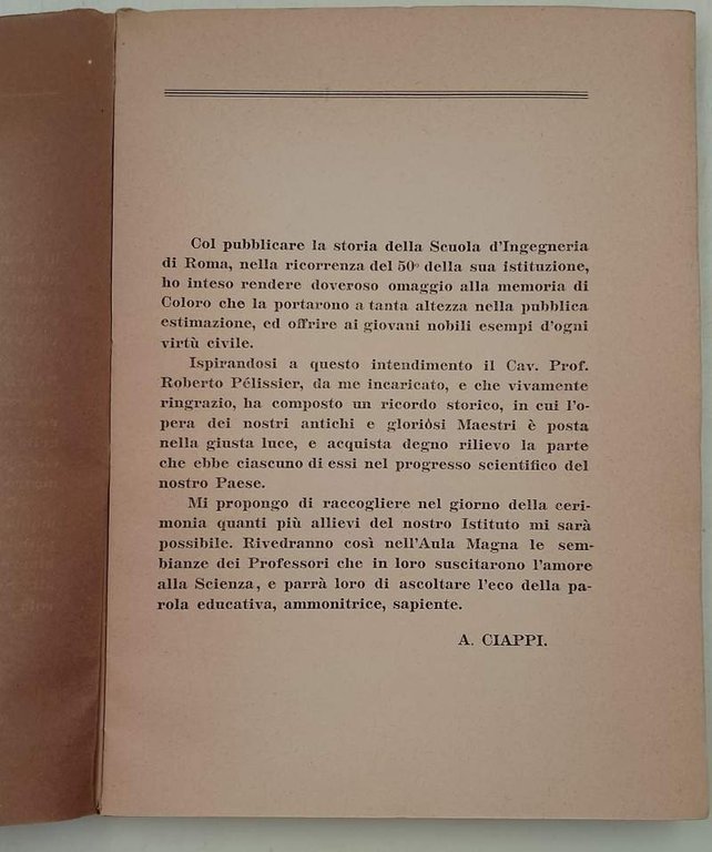 PER IL CINQUANTENARIO DELLA SCUOLA D'INGEGNERIA DI ROMA(ANNI '20)