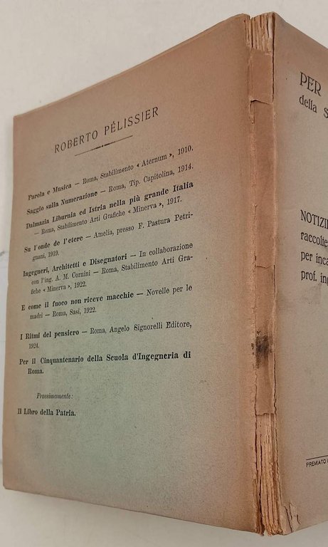 PER IL CINQUANTENARIO DELLA SCUOLA D'INGEGNERIA DI ROMA(ANNI '20)