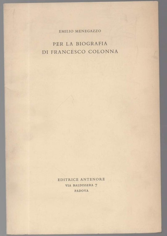 PER LA BIOGRAFIA DI FRANCESCO COLONNA (1962)