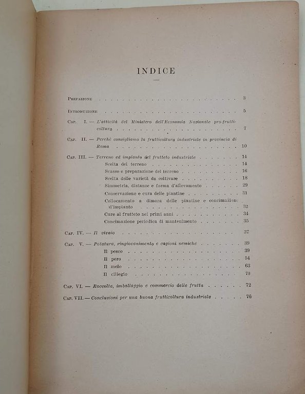 PER LA FRUTTICOLTURA INDUSTRIALE IN PROVINCIA DI ROMA-FASCICOLO PRIMO-PESCO-PERO-MELO-CILIEGIO(ANNI'20)