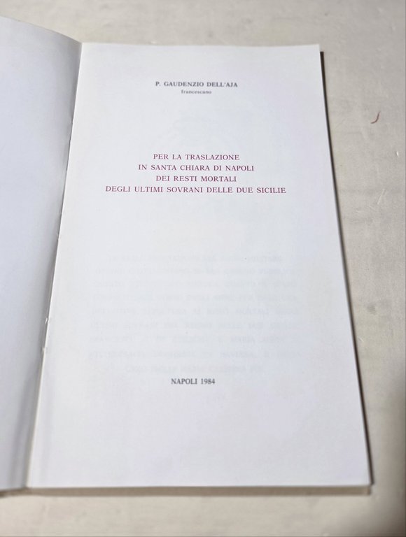 Per la traslazione in Santa Chiara di napoli dei resti …