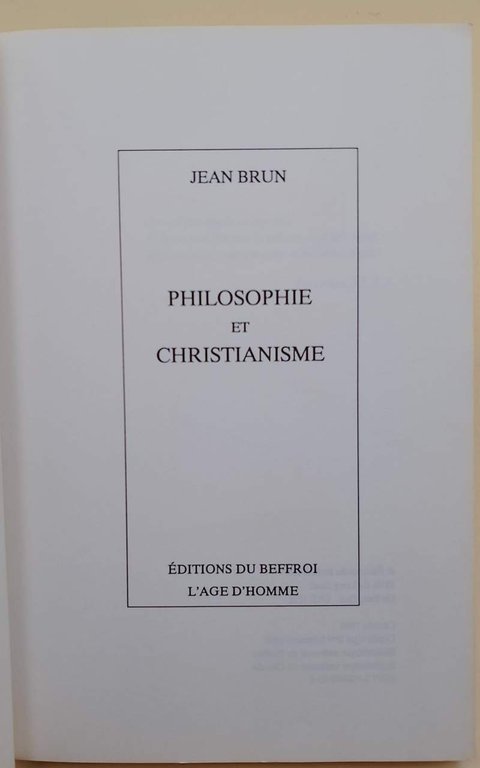 PHILOSOPHIE ET CHRISTIANISME(1988)