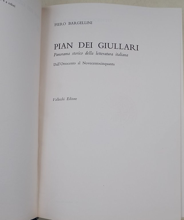 Pian dei Giullari-Panorama storico della letteratura italiana