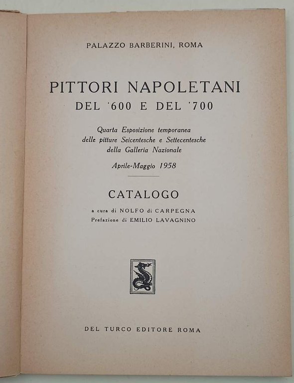 PITTORI NAPOLETANI DEL'600 E DEL '700-(1958)