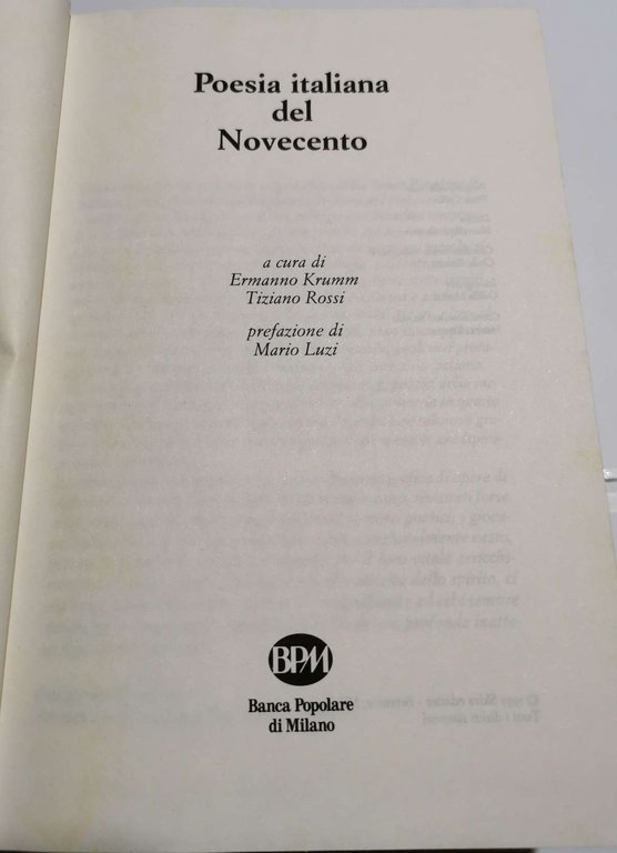 Poesia italiana del novecento