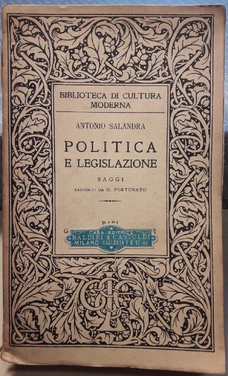 POLITICA E LEGISLAZIONE-SAGGI RACCOLTI DA G.FORTUNATO(1915)