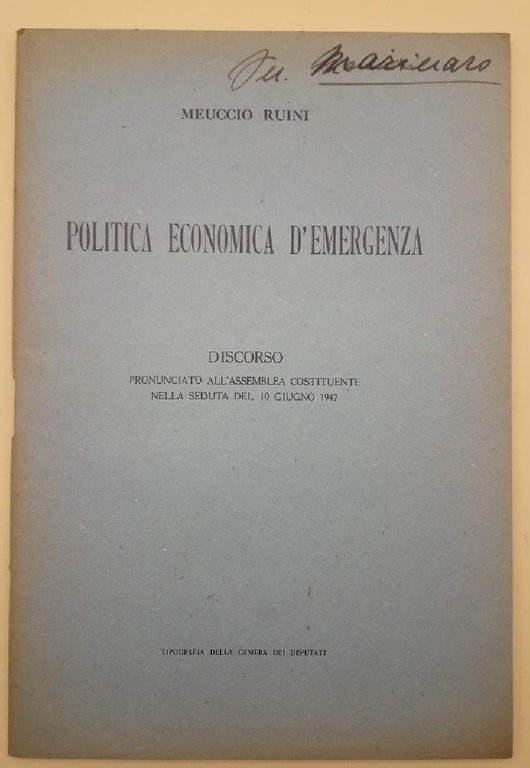 POLITICA ECONOMICA D'EMERGENZA(1947)