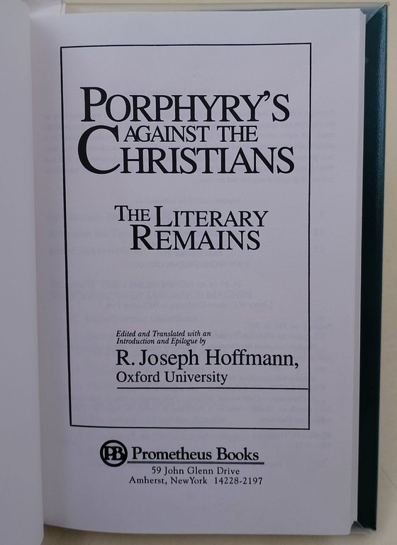 Porphyry's against Christians-The literary remains
