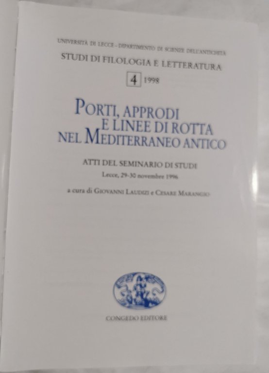 Porti, approdi e linee di rotta nel Mediterraneo antico