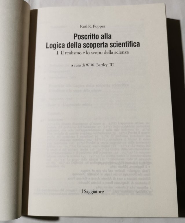 Poscritto alla logica della scoperta scientifica - 1 Il realismo …