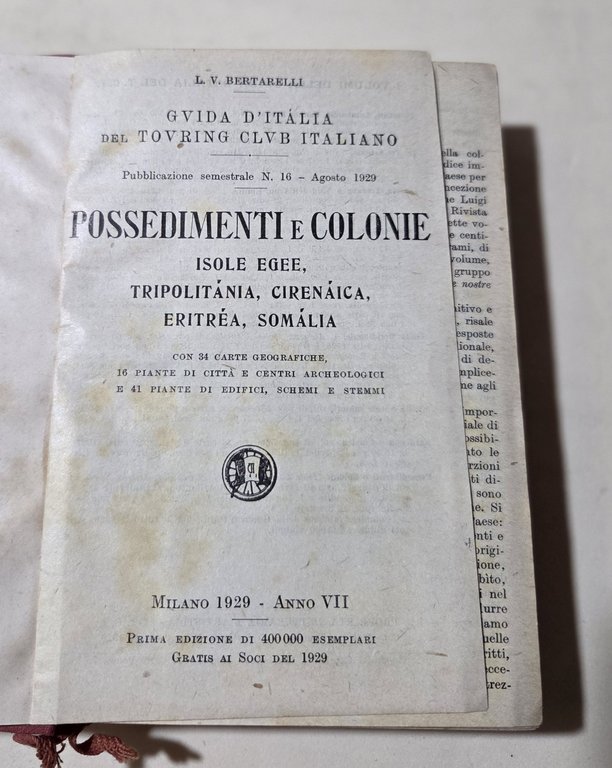 Possedimenti e Colonie - Isole Egee, Tripolitania, Cirenaica, Eritrea, Somalia