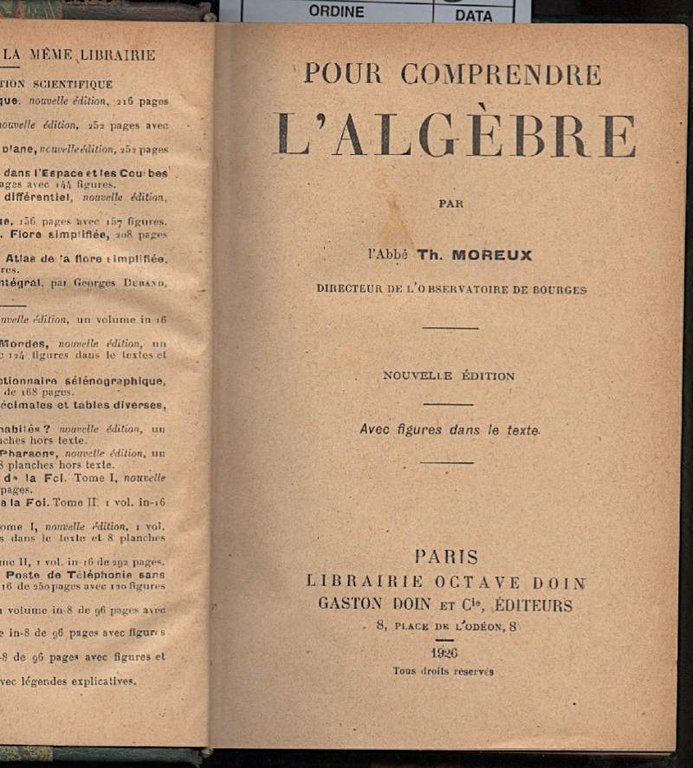 POUR COMPRENDRE L'ALGEBRE