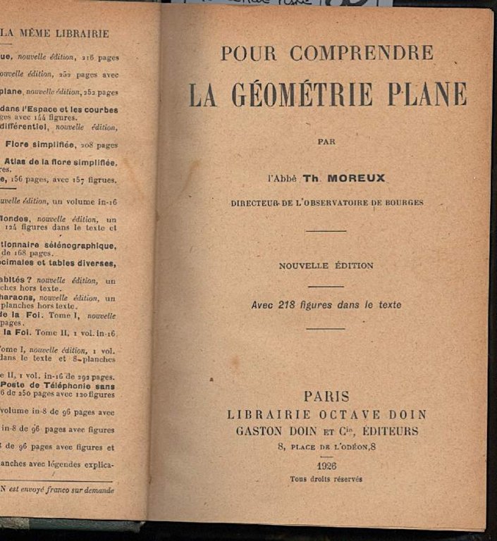 POUR COMPRENDRE LA GEOMETRIE PLANE/POUR CONTINUER LA GEOMETRIE PLANE/POUR COMPRENDRE …