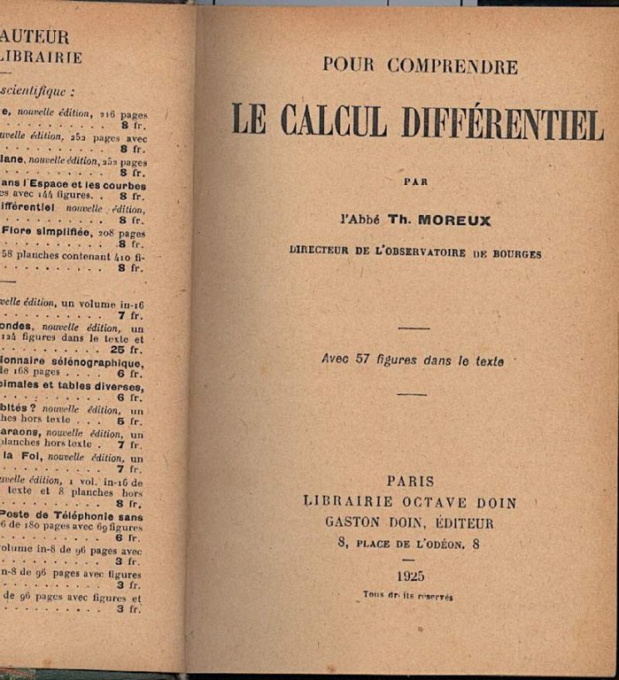 POUR COMPRENDRE LE CALCUL DIFFERENTIEL