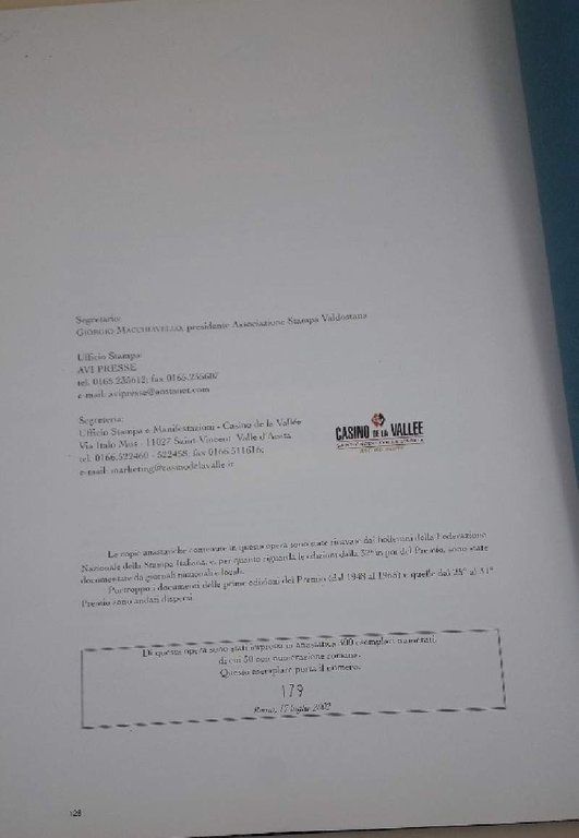 PREMIO SAINT-VINCENT DI GIORNALISMO(2002)
