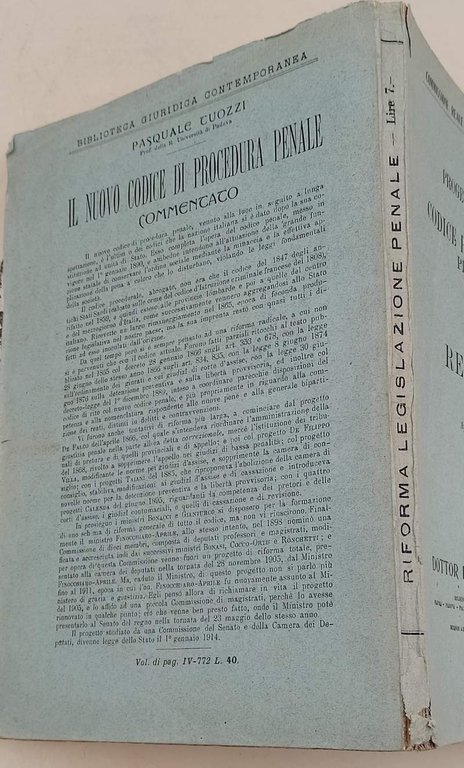 PROGETTO PRELIMINARE DI CODICE PENALE ITALIANO PER I DELITTI(LIBRO I)(1921)