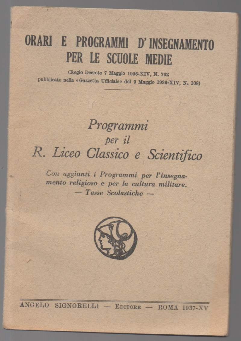 PROGRAMMI PER IL R. LICEO CLASSICO E SCIENTIFICO con aggiunti …