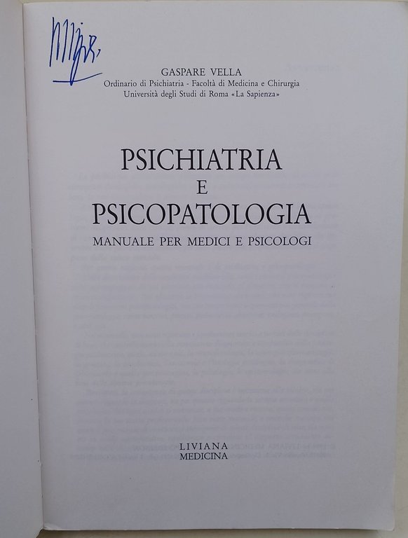 Psichiatria e Psicopatologia-Manuale per Medici e Psicologi