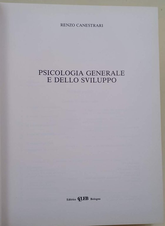 PSICOLOGIA GENERALE E DELLO SVILUPPO( 1984)