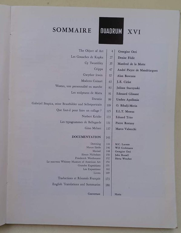 QUADRUM-16-REVUE INTERNATIONALE D'ART MODERNE(1964)