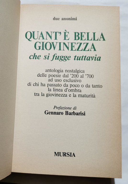 Quant'è bella giovinezza che si fugge tuttavia