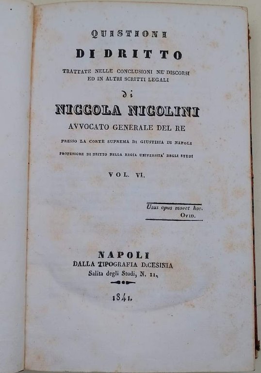QUISTIONI DI DIRITTO TRATTATE NELLE CONCLUSIONI NE' DISCORSI ED ALTRI … | Immagine Gallery 1