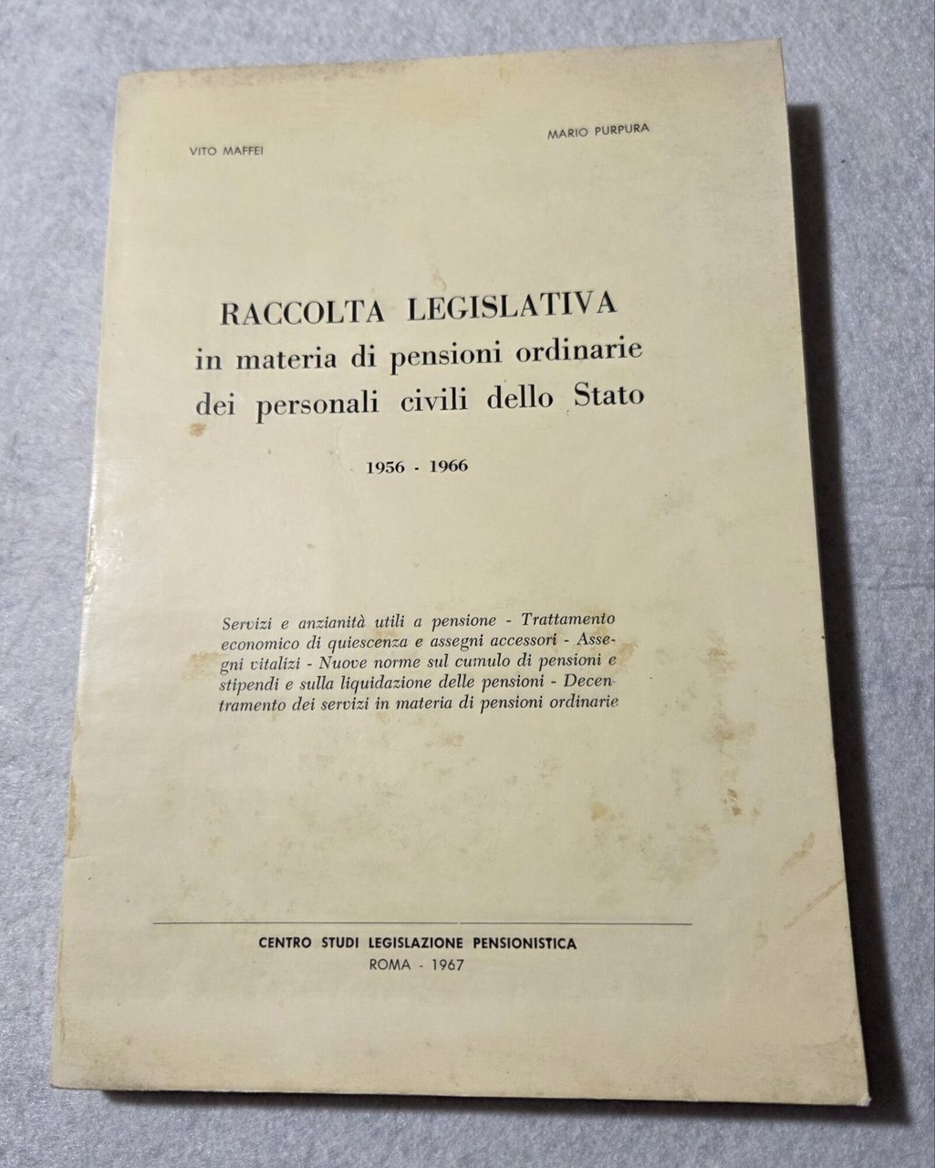 Raccolta legislativa in materia di pensioni ordinarie dei personali civili … | Immagine principale