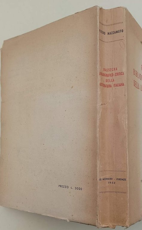 RASSEGNA BIBLIOGRAFICO-CRITICA DELLA LETTERATURA ITALIANA( 1953)