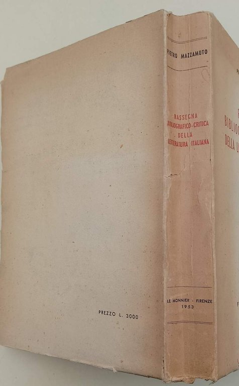 RASSEGNA BIBLIOGRAFICO-CRITICA DELLA LETTERATURA ITALIANA( 1953)