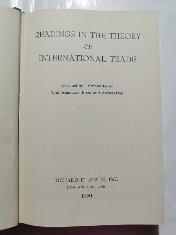 Readings in the theory of International Trade