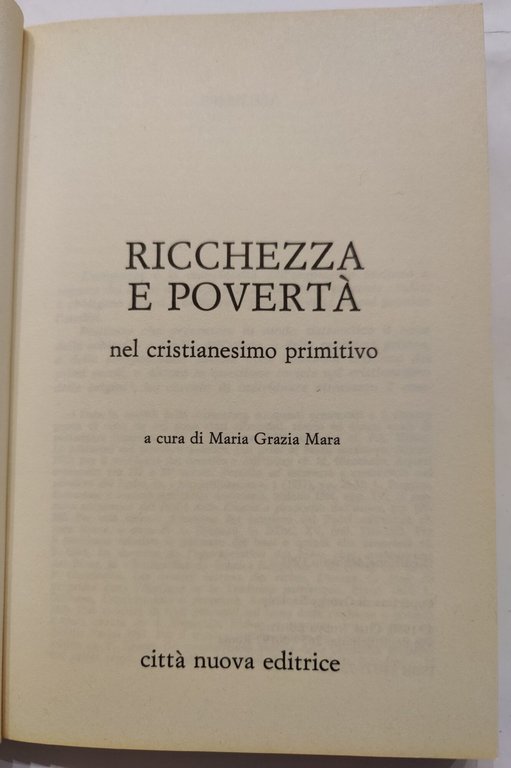 Ricchezza e povertà nel cristianesimo primitivo