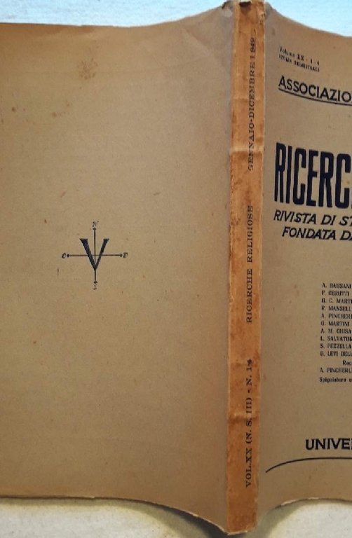 RICERCHE RELIGIOSE-RIVISTA DI STUDI STORICO.RELIGIOSI .VOL. XX- GEN-DIC 1949(LUGLIO 1950)