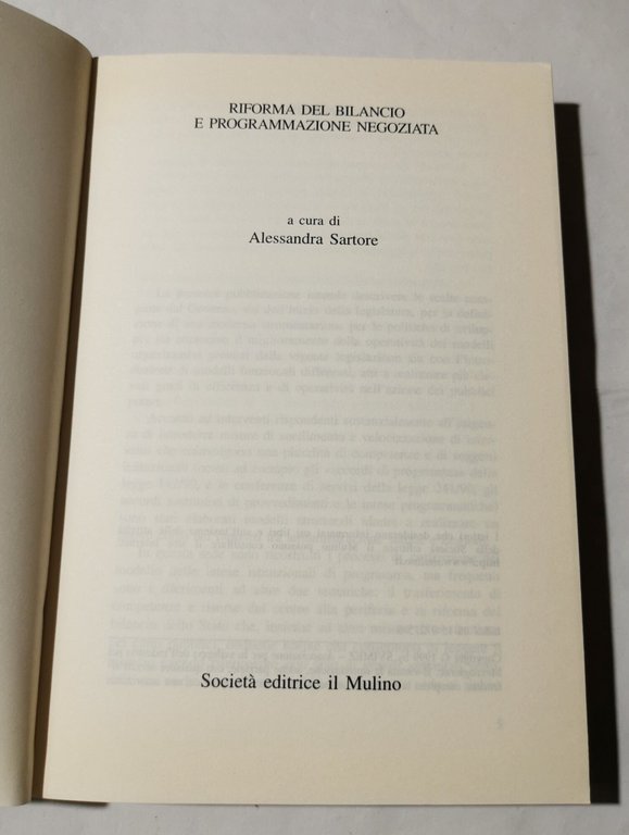 Riforma del bilancio e programmazione negoziata